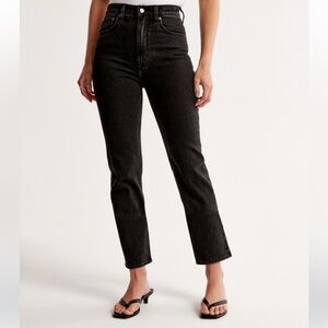 Abercrombie & Fitch Black Ultra High Rise Ankle Straight Jeans